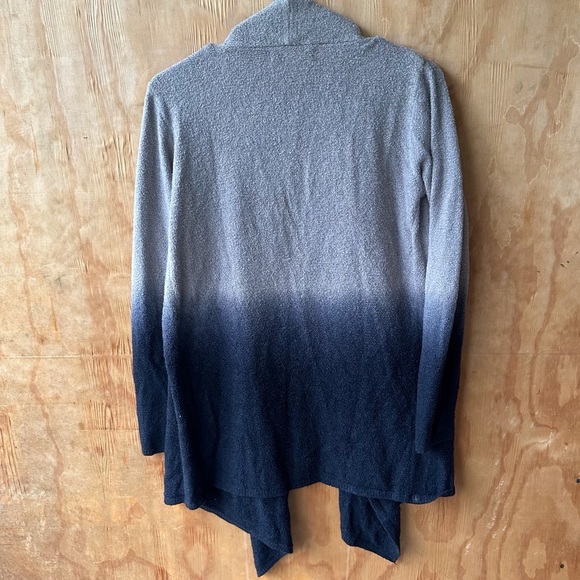 Barefoot Dreams Bamboo Cozy Chic Lite Ombre Open Front Gray Cardigan - Picture 7 of 8